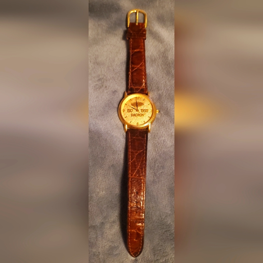 Women's Gold Tone 22mm Golden Dupont Decron Watch, Leather Band. Untested